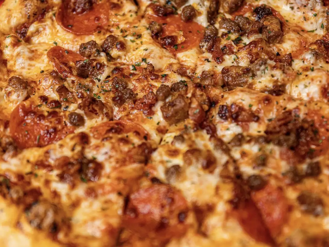 Meat lover's pizza at Black Pizza in Bankhead Atlanta. 