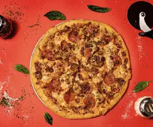 Meat Lovers pizza from Black Pizza in Atlanta. 