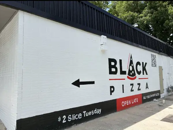 Black Pizza restaurant exterior in Bankhead Atlanta.